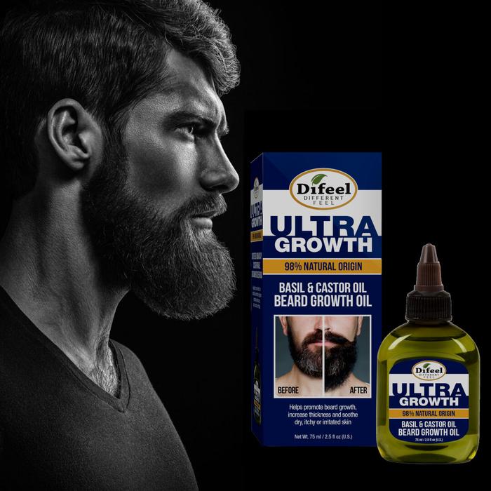 DIFEEL MENS ULTRA GROWTH BASIL AND CASTOR BEARD OIL 2.5 OZ.