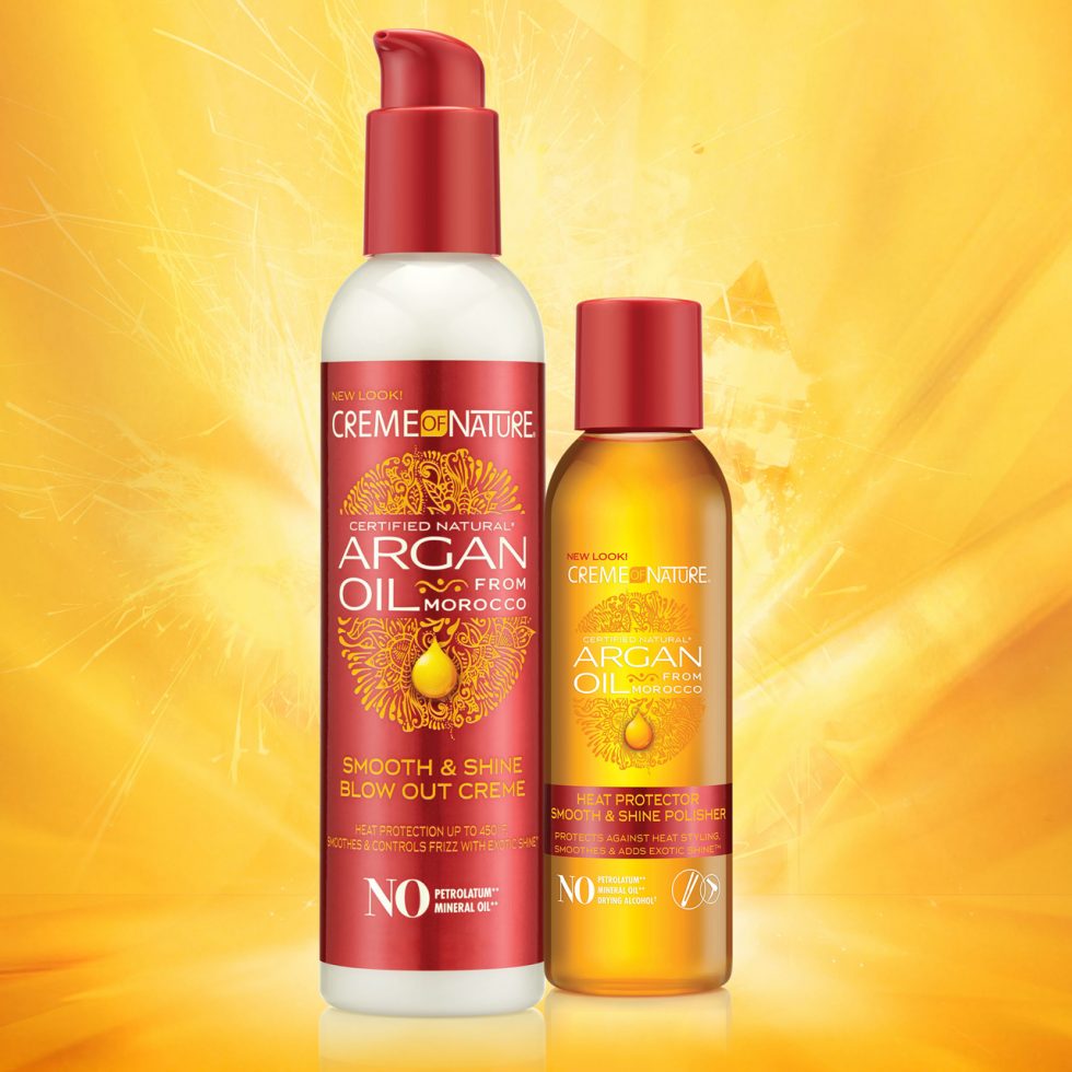 CREME OF NATURE ARGAN OIL HEAT PROTECTOR SMOOTH & SHINE BLOW OUT CREME 7.6 OZ.