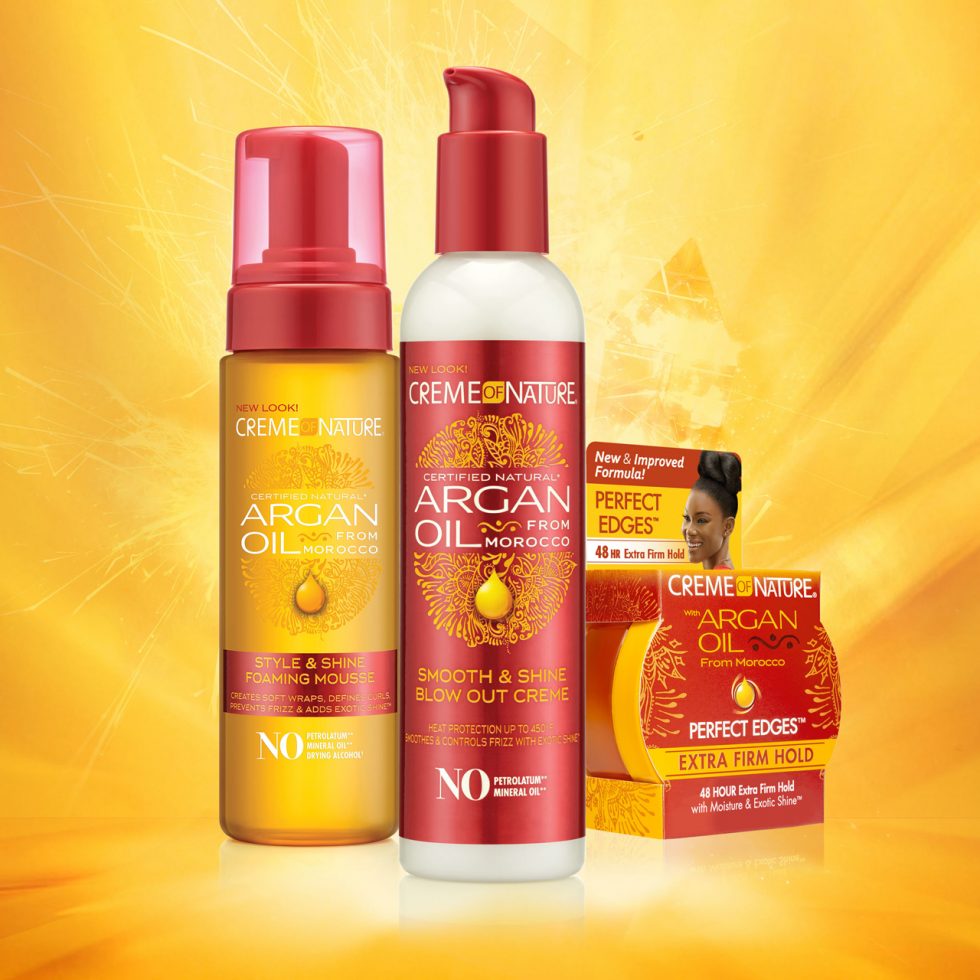 CREME OF NATURE ARGAN OIL HEAT PROTECTOR SMOOTH & SHINE BLOW OUT CREME 7.6 OZ.