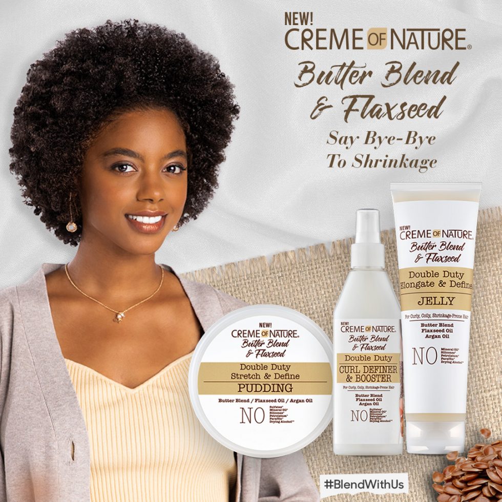 Creme of Nature Butter Blend & Flaxseed Double Duty Curl Definer and booster 12 oz.