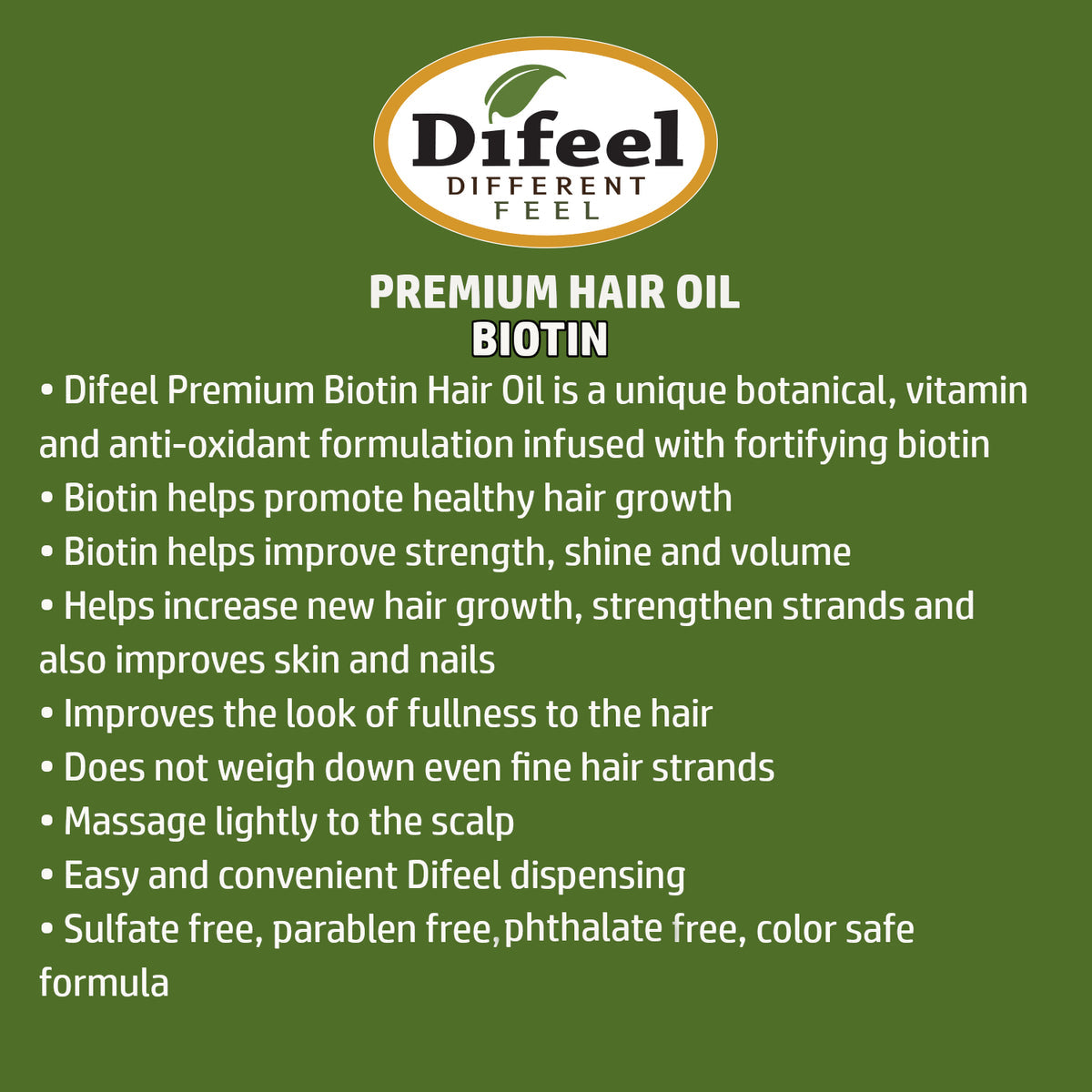 DIFEEL BIOTIN PREMIUM HAIR OIL 2.5 OZ.