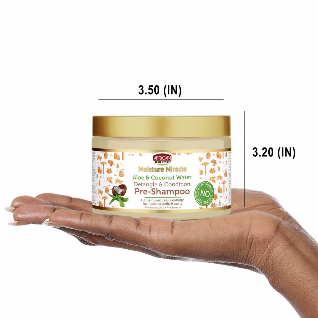 AFRICAN PRIDE MOISTURE MIRACLE ALOE & COCONUT WATER PRE-SHAMPOO 12 OZ.