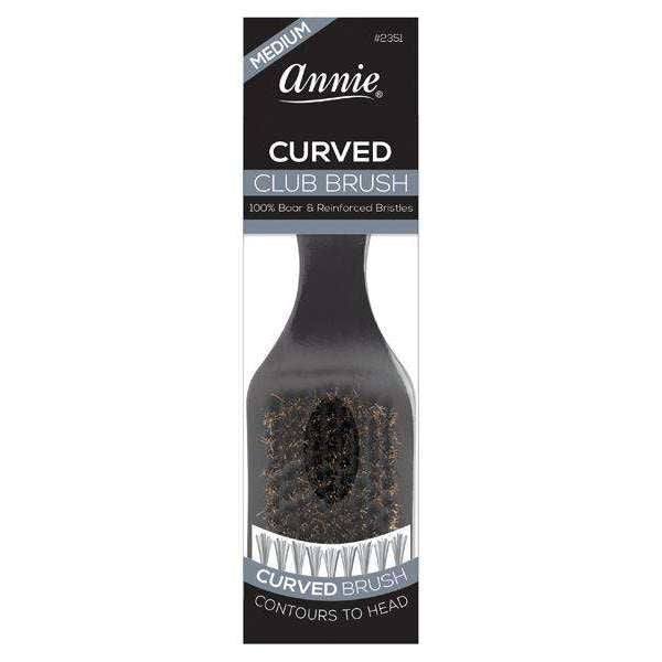 ANNIE MEDIUM CLUB CURVED HANDLE 100% PURE BOAR BRISTLES BRUSH
