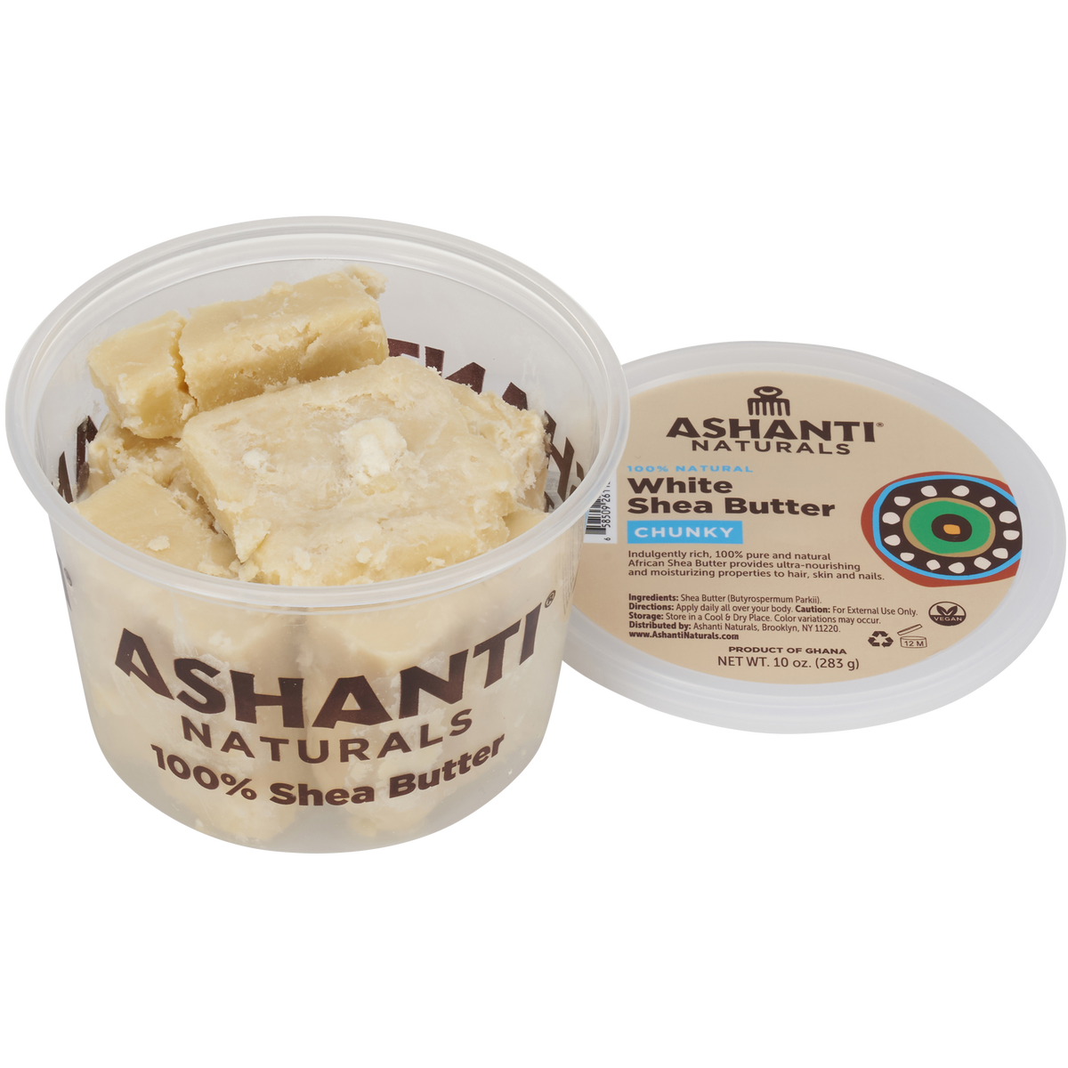 ASHANTI NATURALS 100% WHITE CHUNKY SHEA BUTTER 10 OZ.