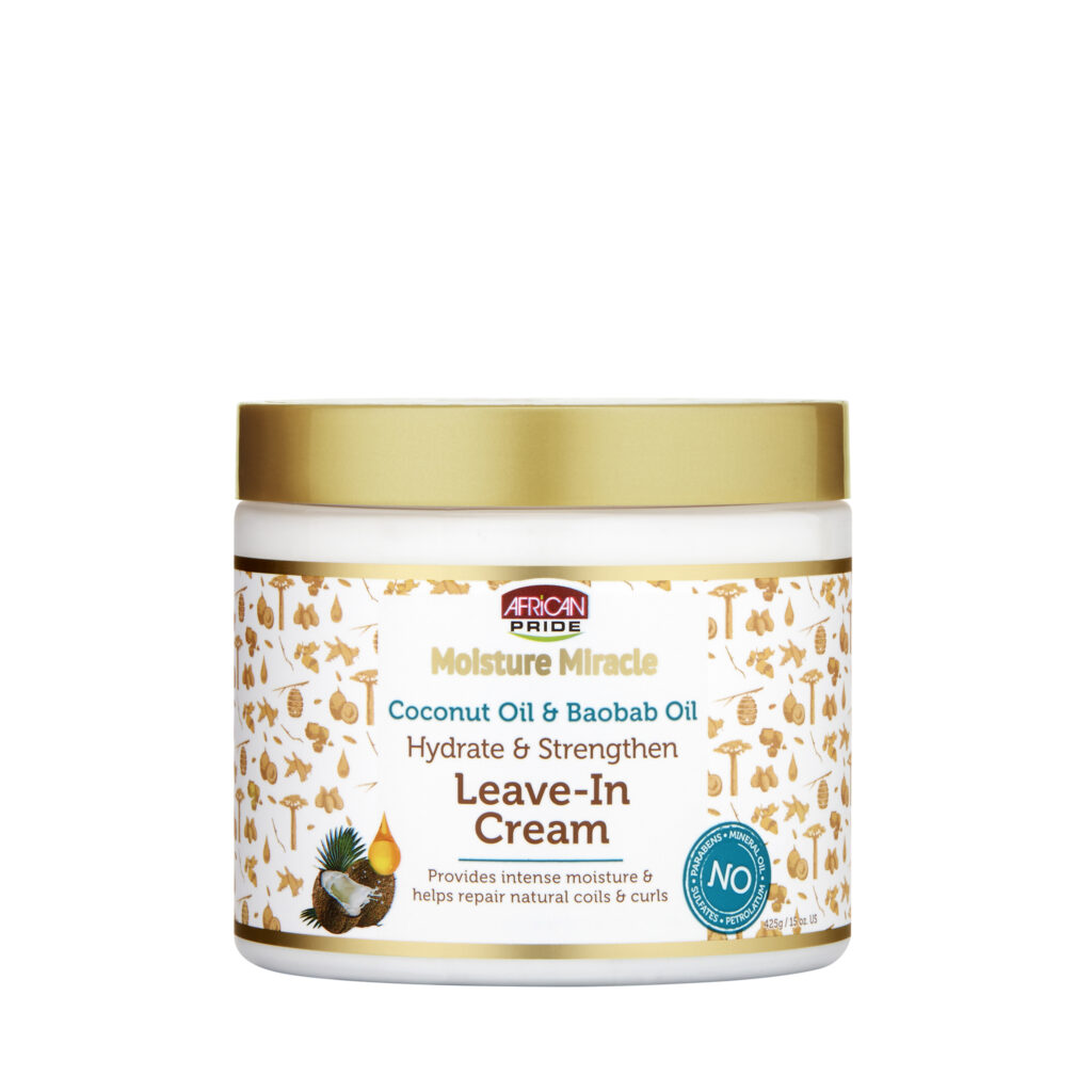 AFRICAN PRIDE MOISTURE MIRACLE COCONUT OIL & BAOBAB OIL LEAVE-IN CREAM, 15 OZ.
