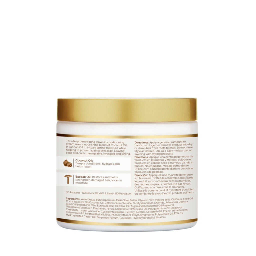 AFRICAN PRIDE MOISTURE MIRACLE COCONUT OIL & BAOBAB OIL LEAVE-IN CREAM, 15 OZ.