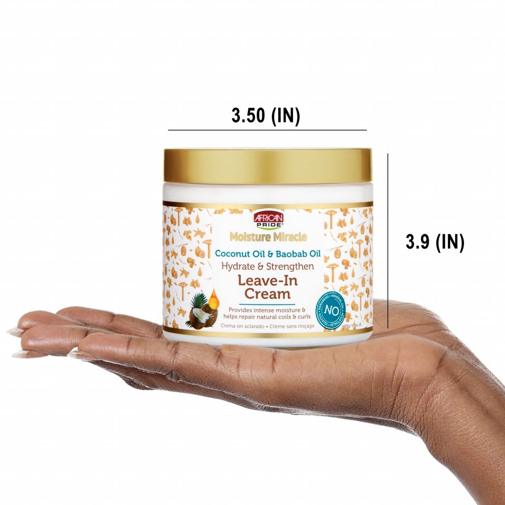 AFRICAN PRIDE MOISTURE MIRACLE COCONUT OIL & BAOBAB OIL LEAVE-IN CREAM, 15 OZ.