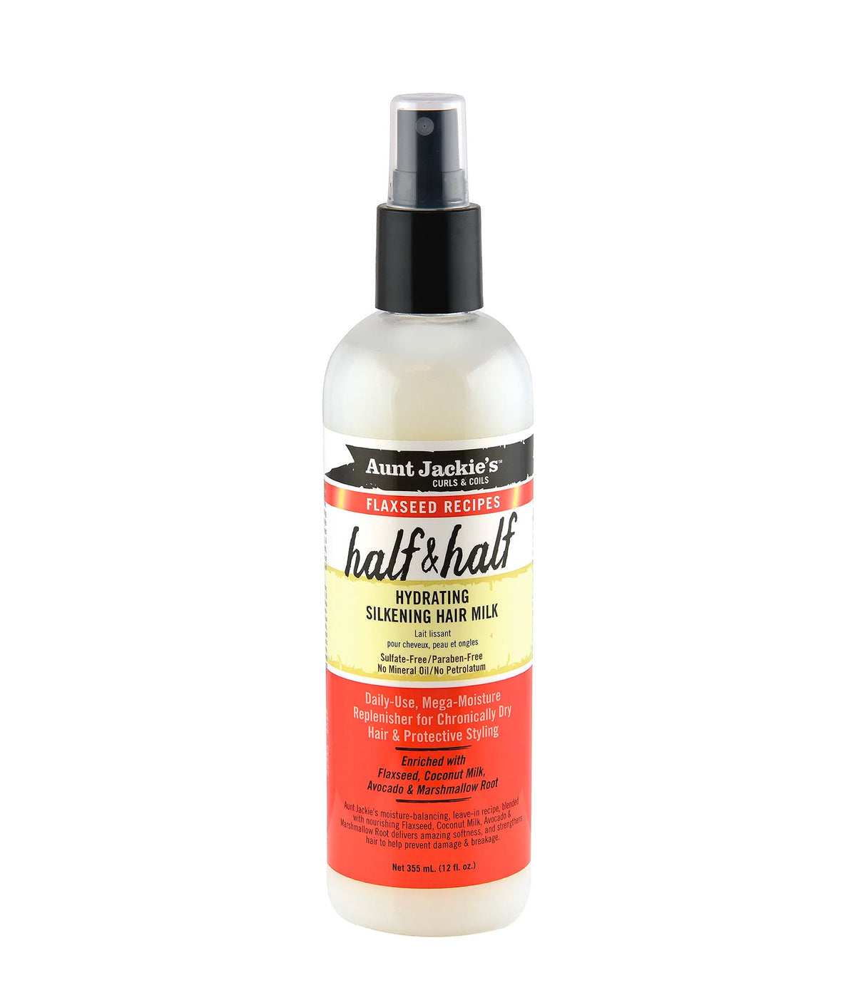 AUNT JACKIE’S HALF & HALF HYDRATING SILKENING HAIR MILK 12 OZ.