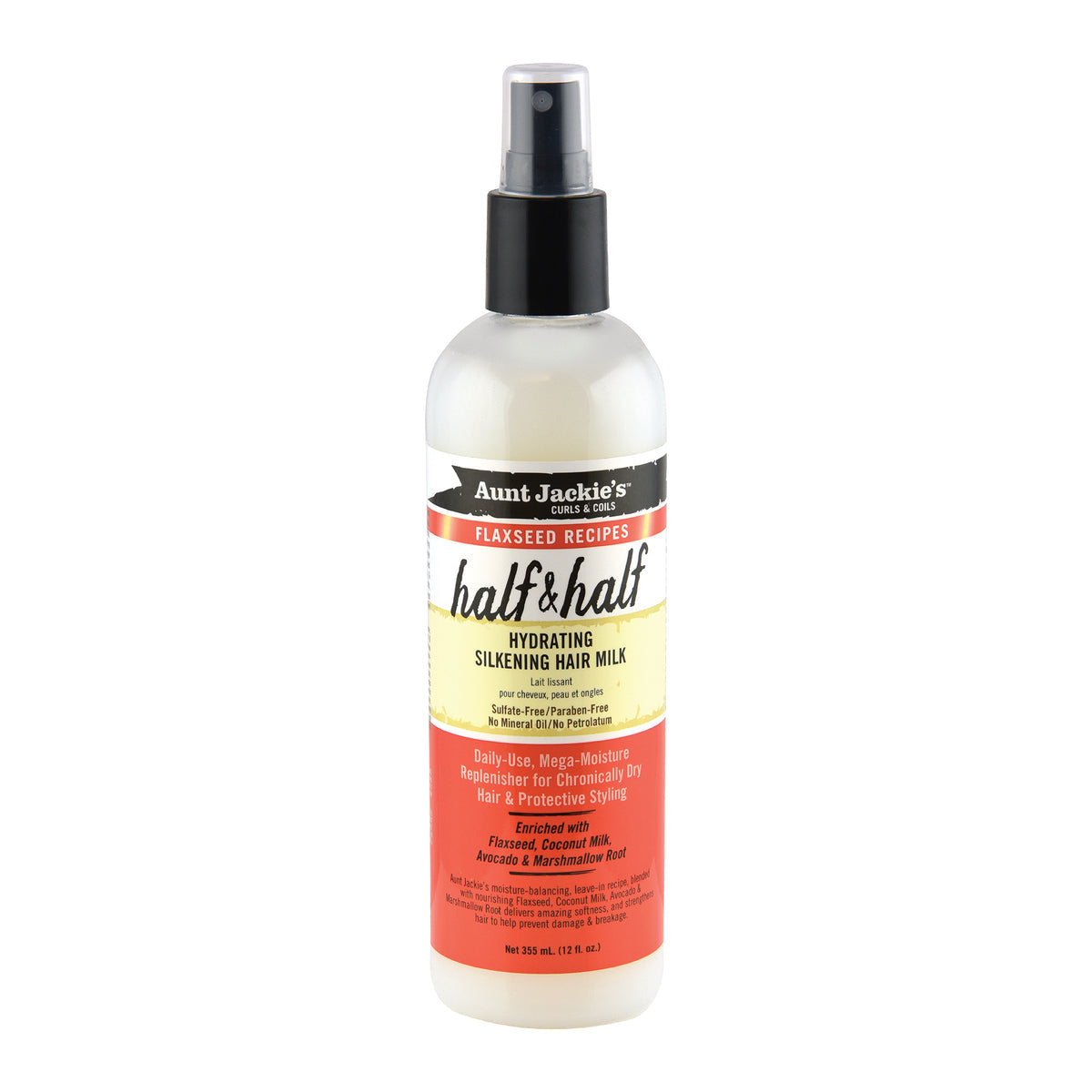 AUNT JACKIE’S HALF & HALF HYDRATING SILKENING HAIR MILK 12 OZ.