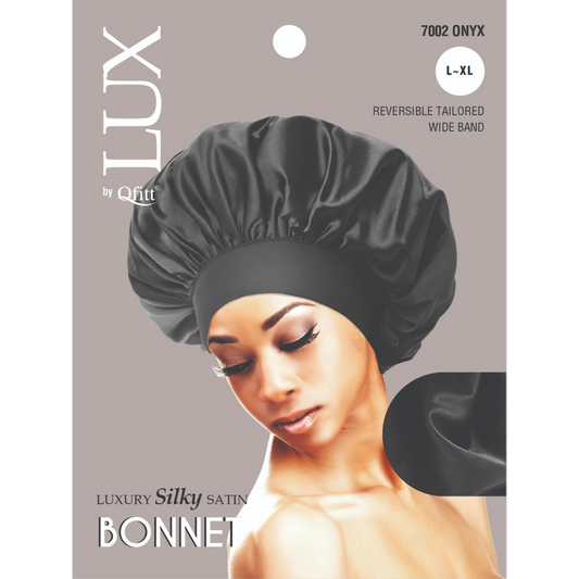 QFITT X-LARGE LUXURY SILKY SATIN BONNET - SOLID (ONYX) #7002