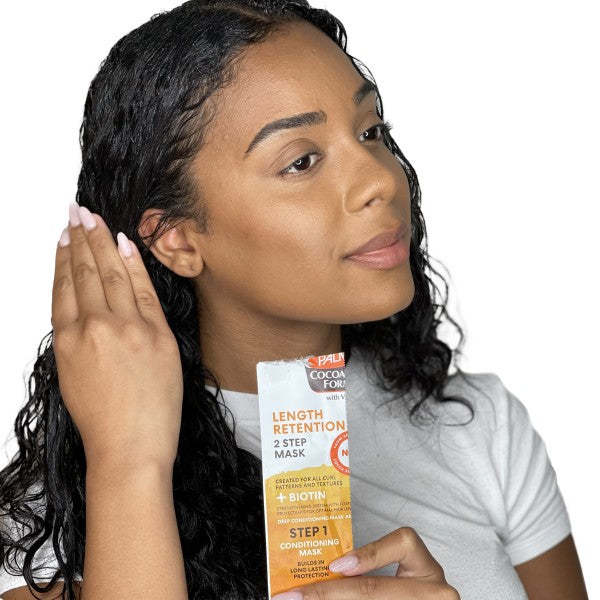 PALMER’S COCOA BUTTER + BIOTIN LENGTH RETENTION 2-STEP HAIR MASK 0.5 FL.OZ.