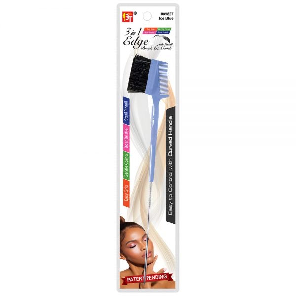 3 IN 1 EDGE BRUSH & COMB WITH PINTAIL EASY GRIP HANDLE