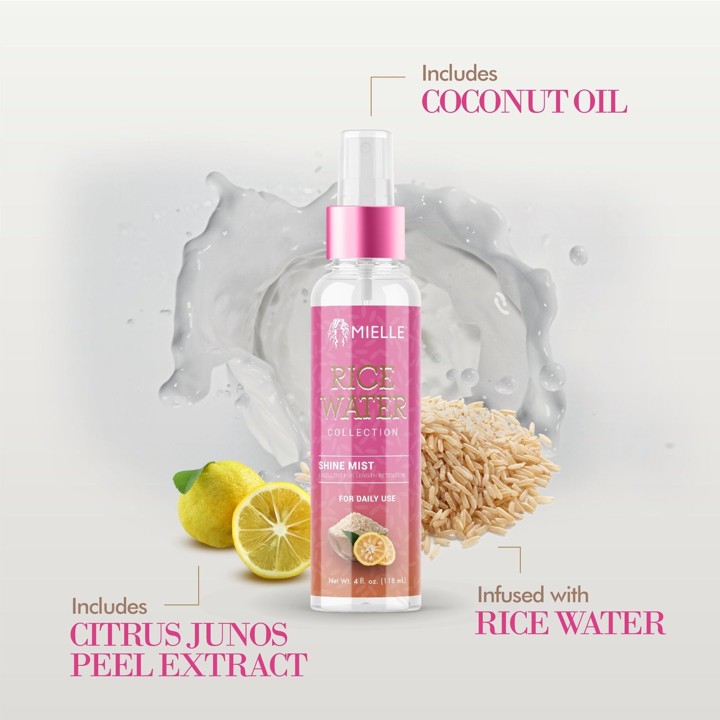 MIELLE RICE WATER SHINE MIST 4 OZ.