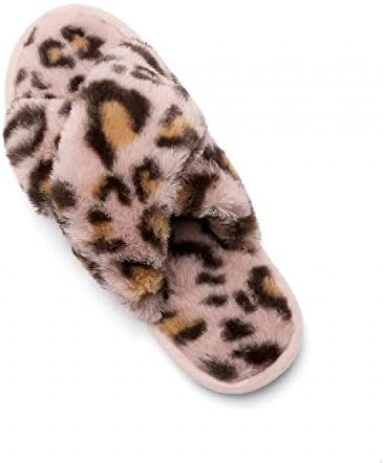 FLUFFY CROSS BAND FUZZY PLUSH FURRY SLIPPERS