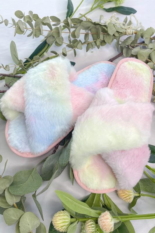 COTTON CANDY FUZZY SLIPPERS