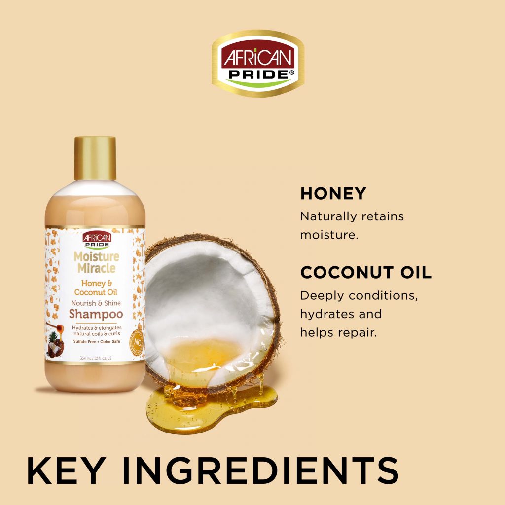 AFRICAN PRIDE MOISTURE MIRACLE HONEY, CHOCOLATE & COCONUT OIL CONDITIONER, 12OZ.