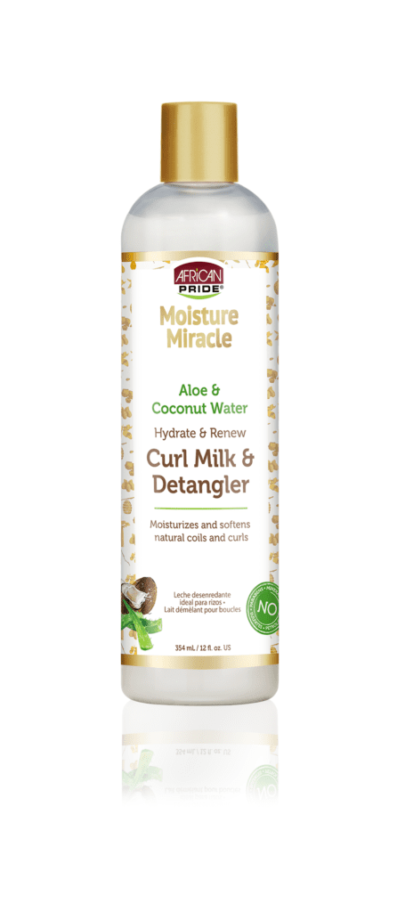 AFRICAN PRIDE MOISTURE MIRACLE CURL MILK AND DETANGLER 12 OZ.