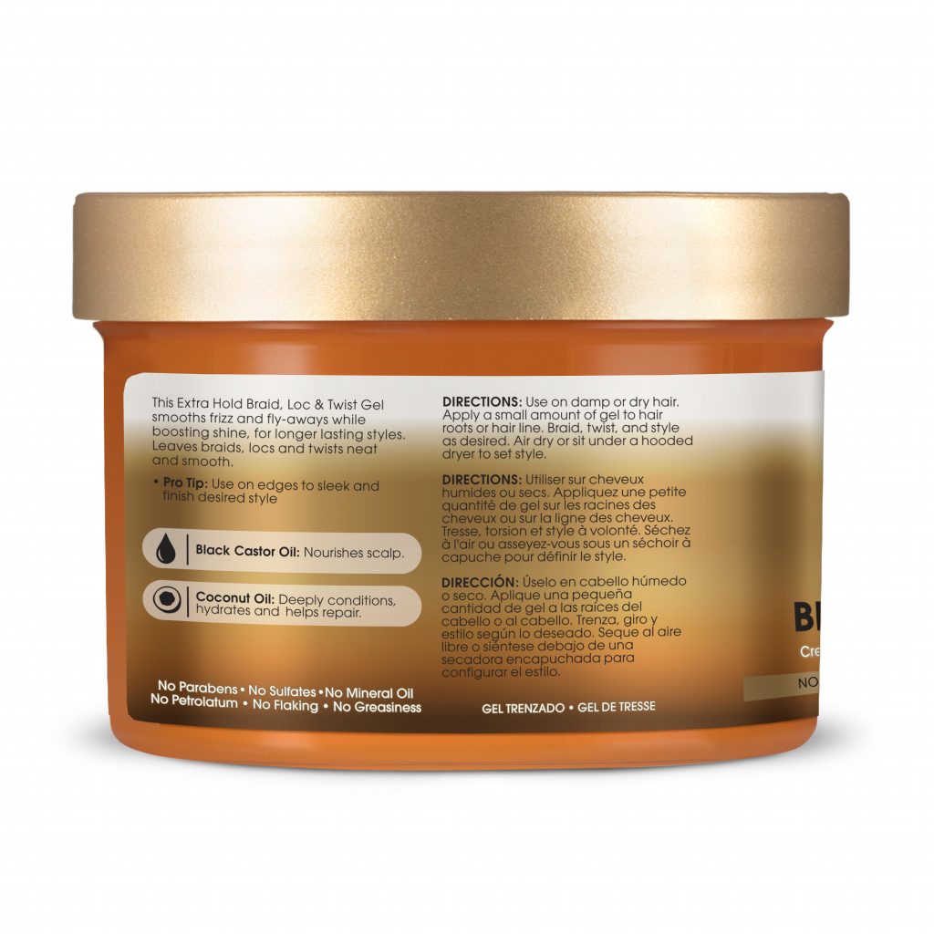 AFRICAN PRIDE BLACK CASTOR MIRACLE BRAID, LOC & TWIST GEL, 8 OZ.