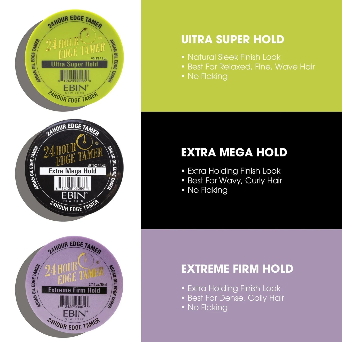 EBIN 24 HOUR EDGE TAMER - ULTRA SUPER HOLD 2.7 OZ.