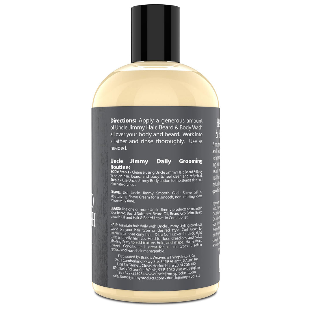 UNCLE JIMMY HAIR, BEARD & BODY WASH 12OZ.