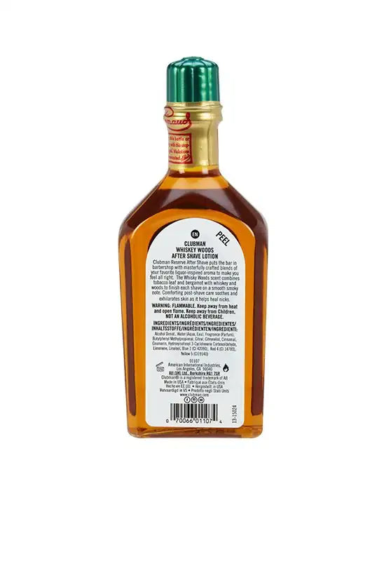CLUBMAN RESERVE, WHISKEY WOODS AFTER SHAVE LOTION 6 OZ.