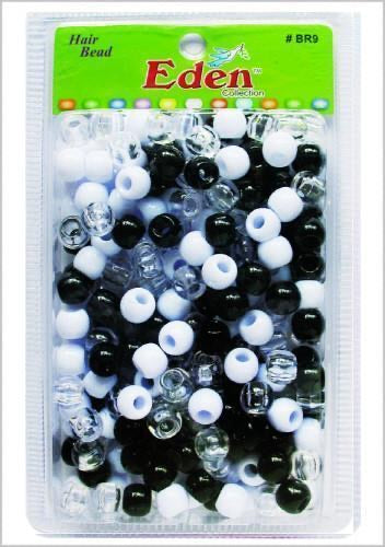 EDEN BLACK/WHITE BIG ROUND HAIR BEADS