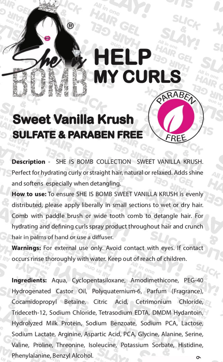 SHE IS BOMB COLLECTION SWEET VANILLA KRUSH 7.95 OZ.