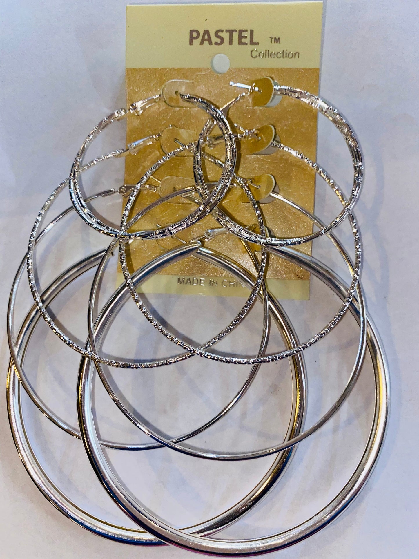 PASTEL COLLECTION SILVER ROPE HOOPS- SET OF 4 #0709