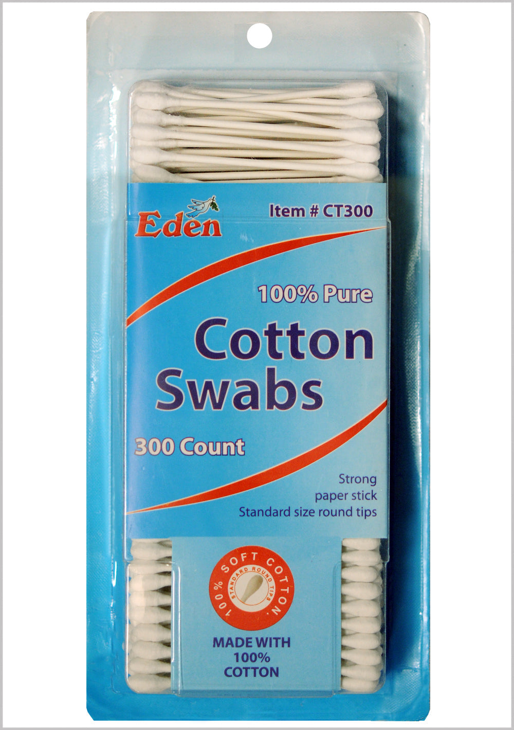EDEN 100% PURE COTTON SWABS 300 COUNT