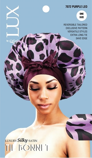 QFITT LUX SILKY SATIN TIE BONNET (LEO) - PATTERN