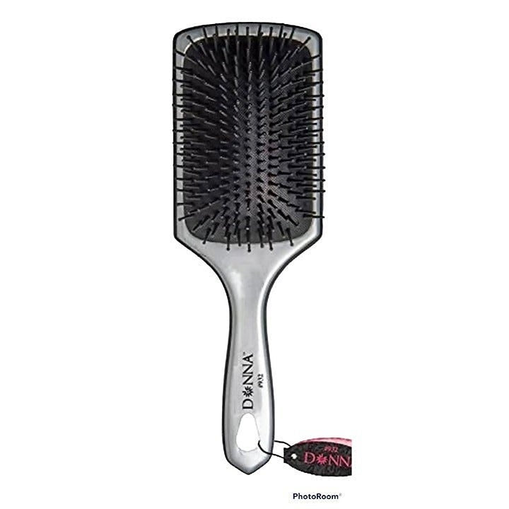 DONNA METALLIC SILVER PADDLE HAIR BRUSH