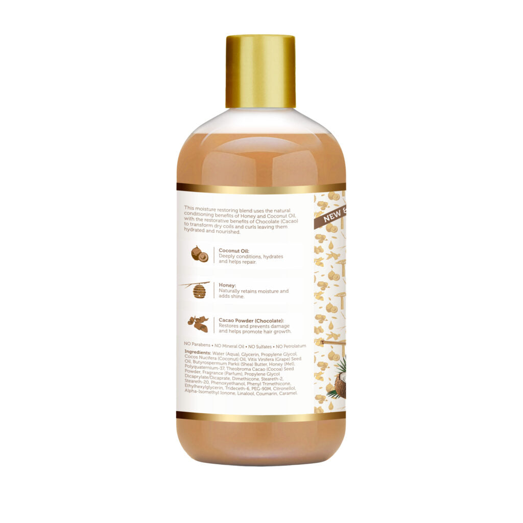 AFRICAN PRIDE MOISTURE MIRACLE HONEY, CHOCOLATE & COCONUT OIL CONDITIONER, 12OZ.