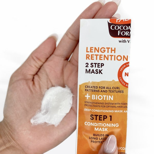 PALMER’S COCOA BUTTER + BIOTIN LENGTH RETENTION 2-STEP HAIR MASK 0.5 FL.OZ.