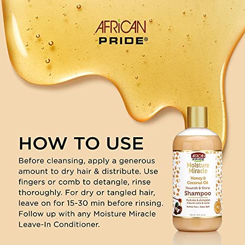 MOISTURE MIRACLE HONEY & COCONUT OIL SHAMPOO 12 FL.OZ.