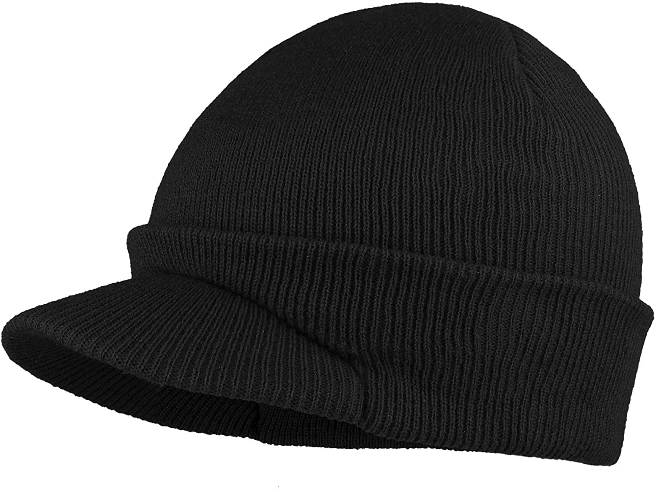 WINTER SPORTS WARM KNIT HAT with BRIM THICK STRETCH BEANIE