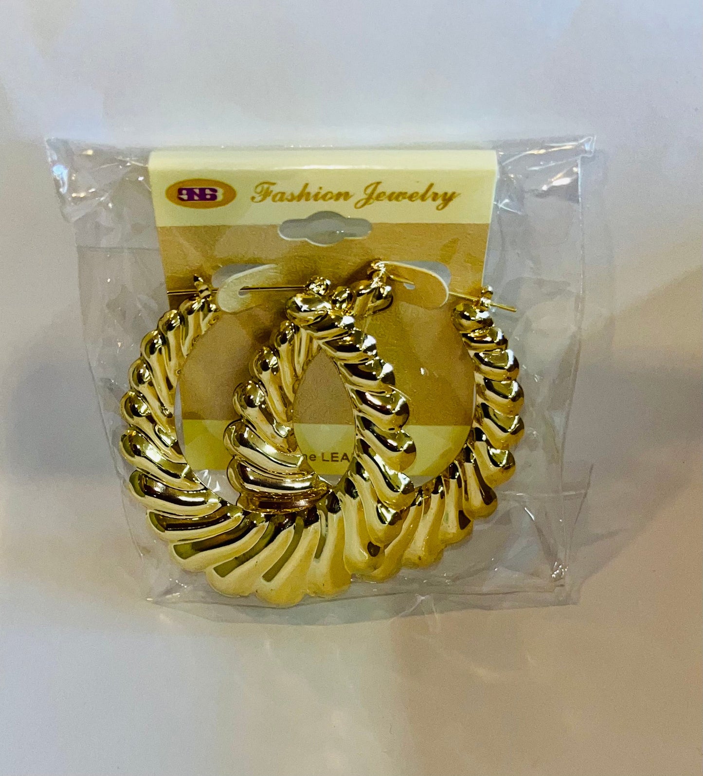 OVAL PUFFED SHRIMP EARRINGS- GOLD (60mm)