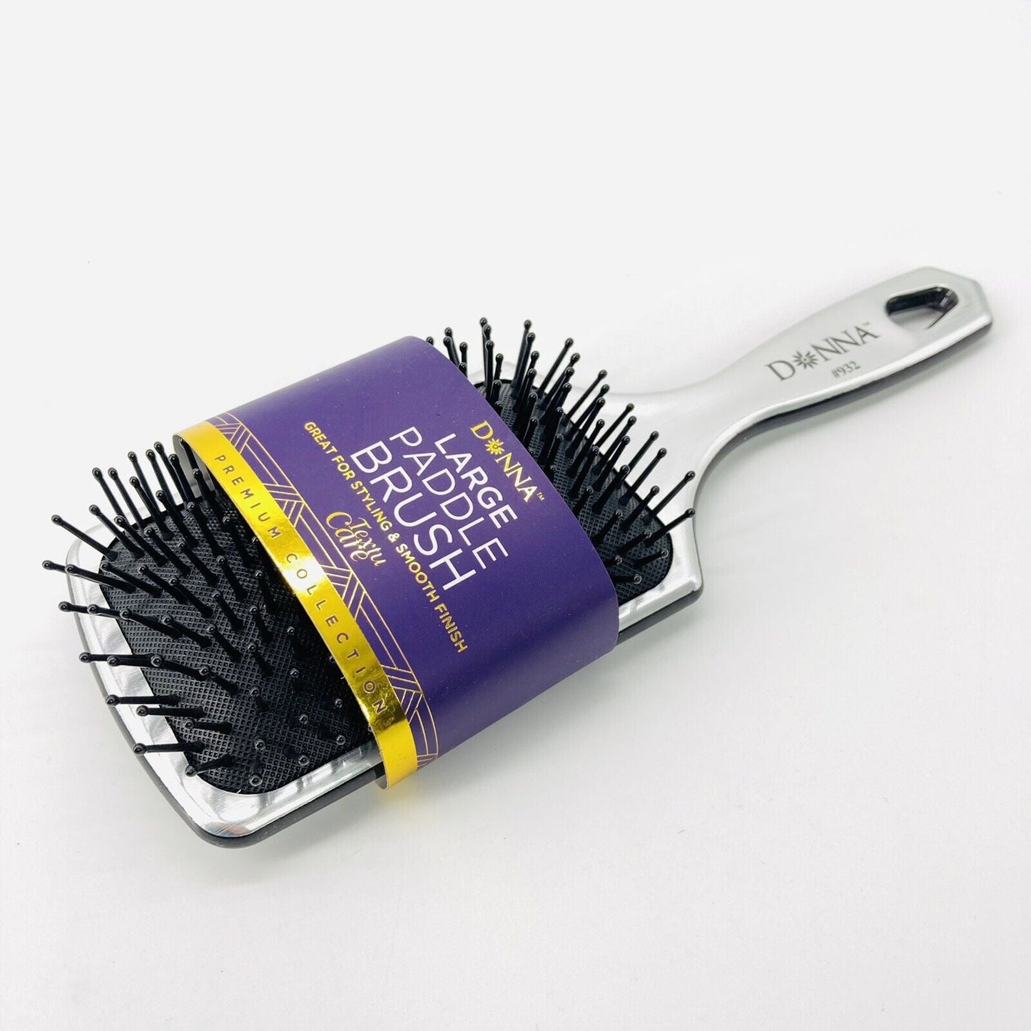DONNA METALLIC SILVER PADDLE HAIR BRUSH