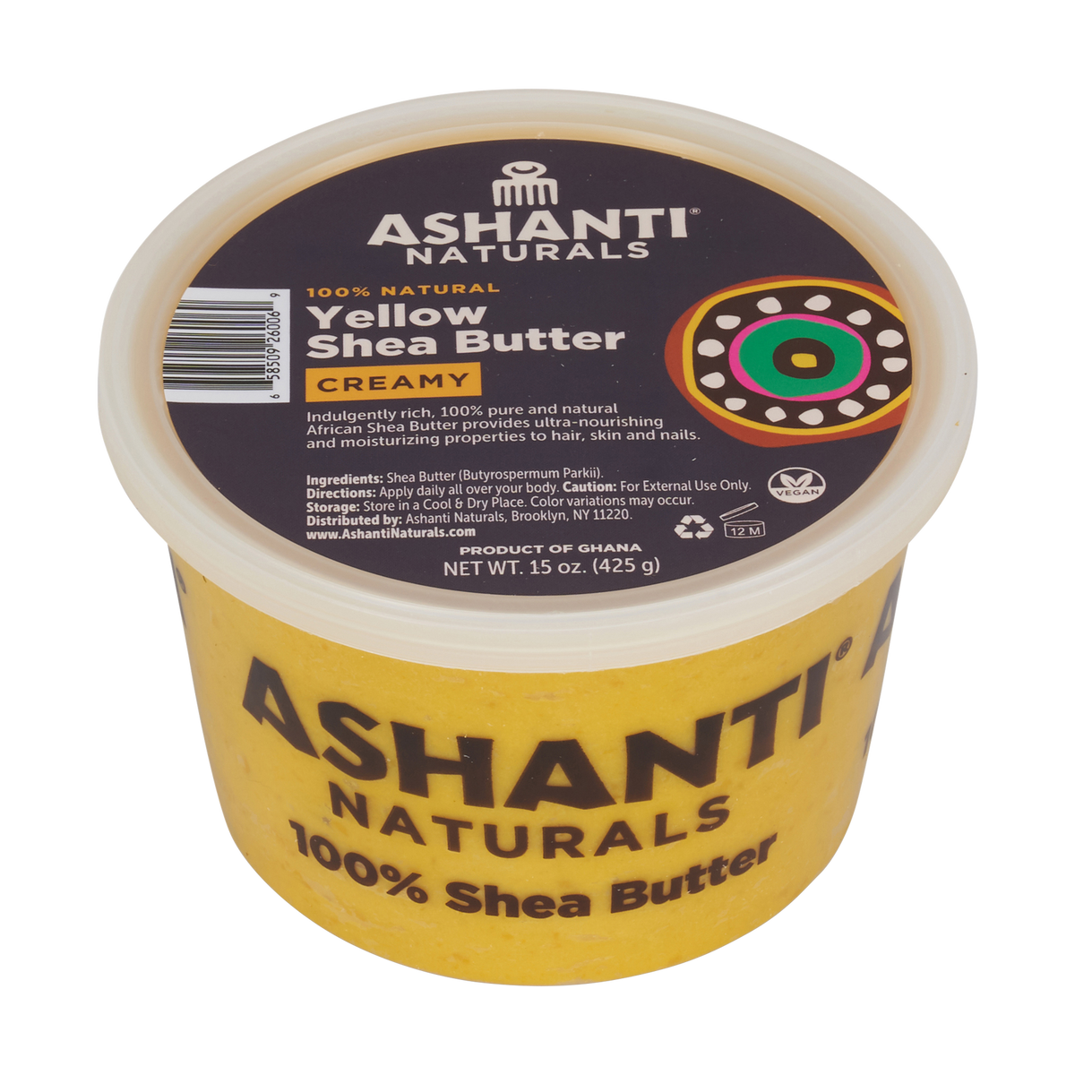 ASHANTI 100% YELLOW CREAMY SHEA BUTTER 8 OZ.