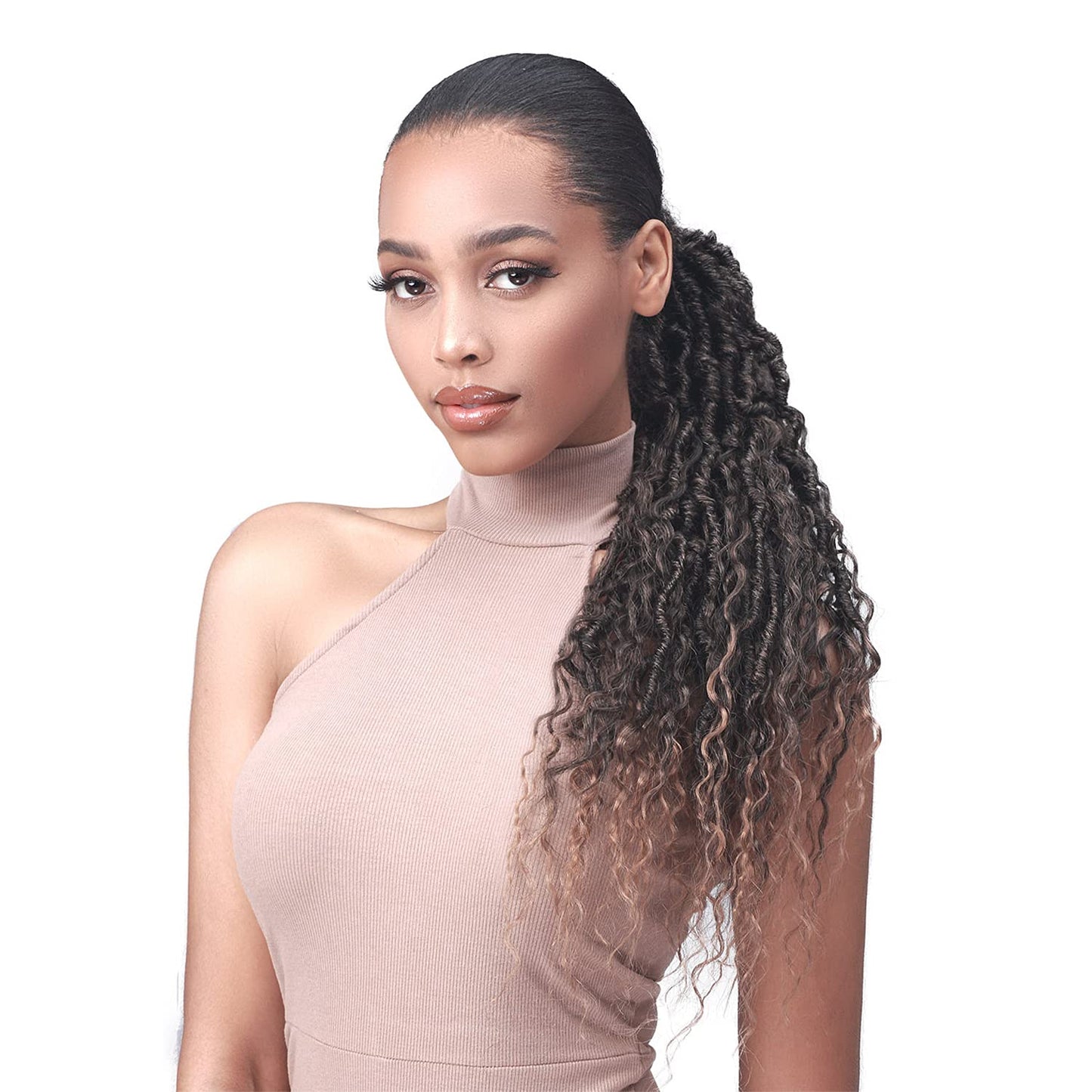BOBBI BOSS HUMAN HAIR BLEND PONYTAIL NU LOCS - MOD041 FRENCH DEEP BOHO 20"