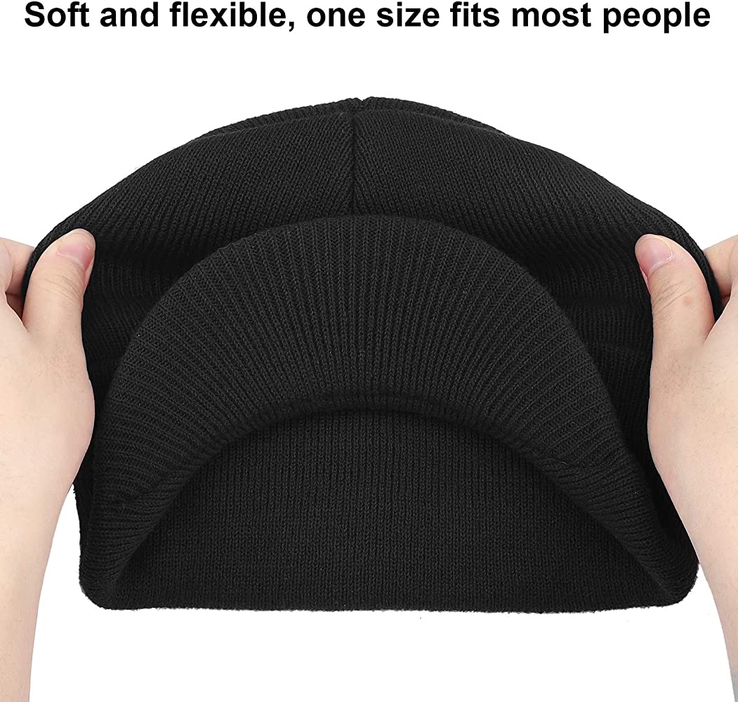 WINTER SPORTS WARM KNIT HAT with BRIM THICK STRETCH BEANIE