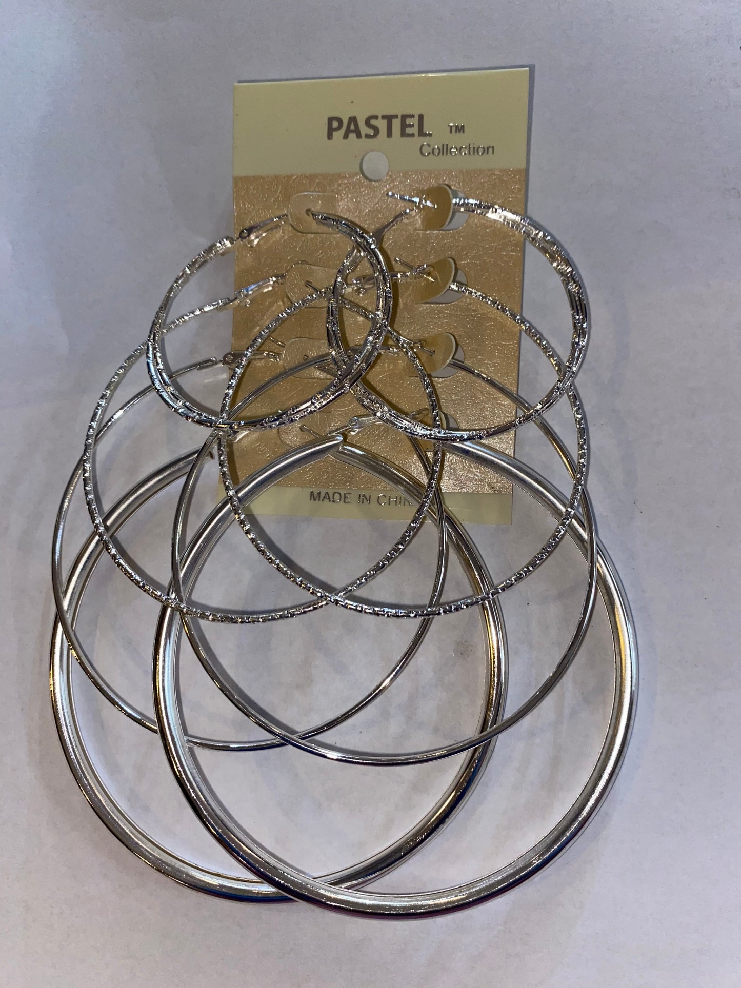 PASTEL COLLECTION SILVER ROPE HOOPS- SET OF 4 #0709