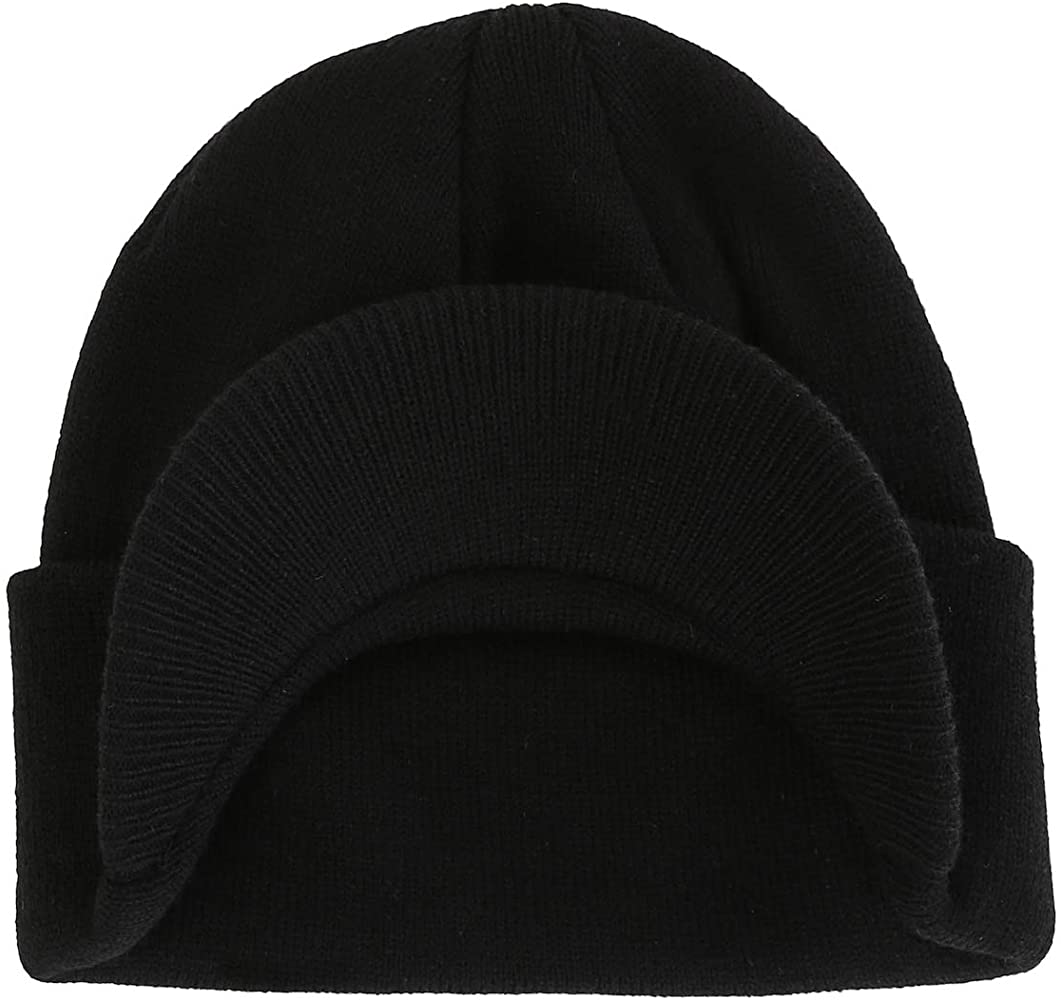 WINTER SPORTS WARM KNIT HAT with BRIM THICK STRETCH BEANIE
