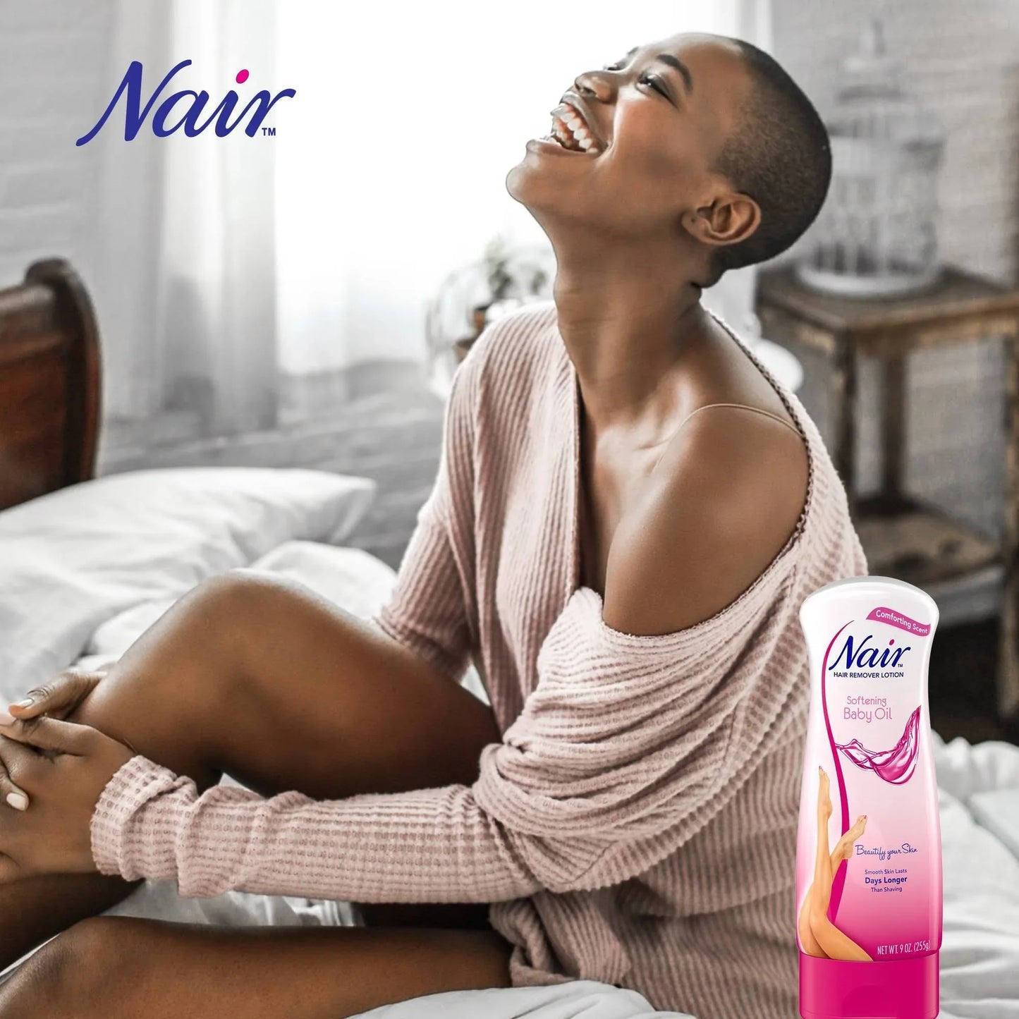 NAIR SOFTENING BABY OIL HAIR REMOVER LOTION 9 OZ.