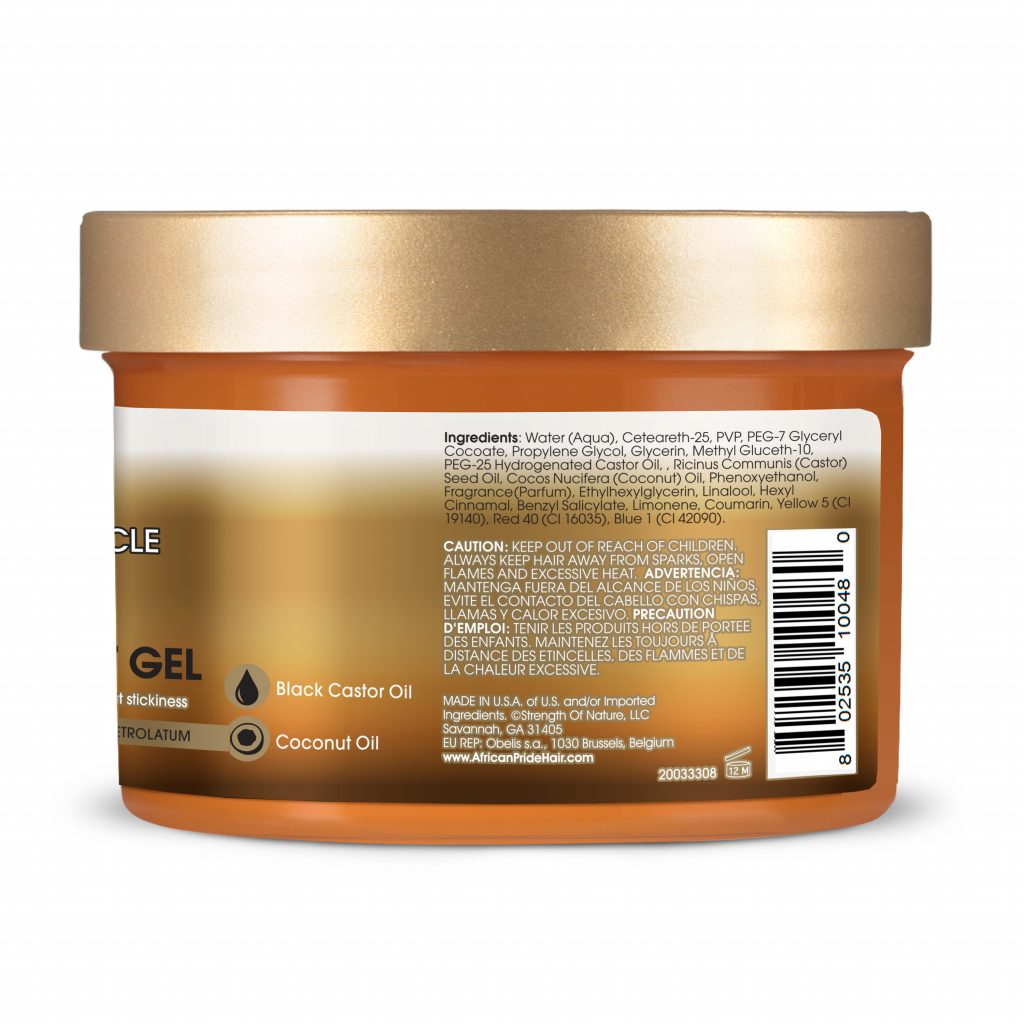 AFRICAN PRIDE BLACK CASTOR MIRACLE BRAID, LOC & TWIST GEL, 8 OZ.