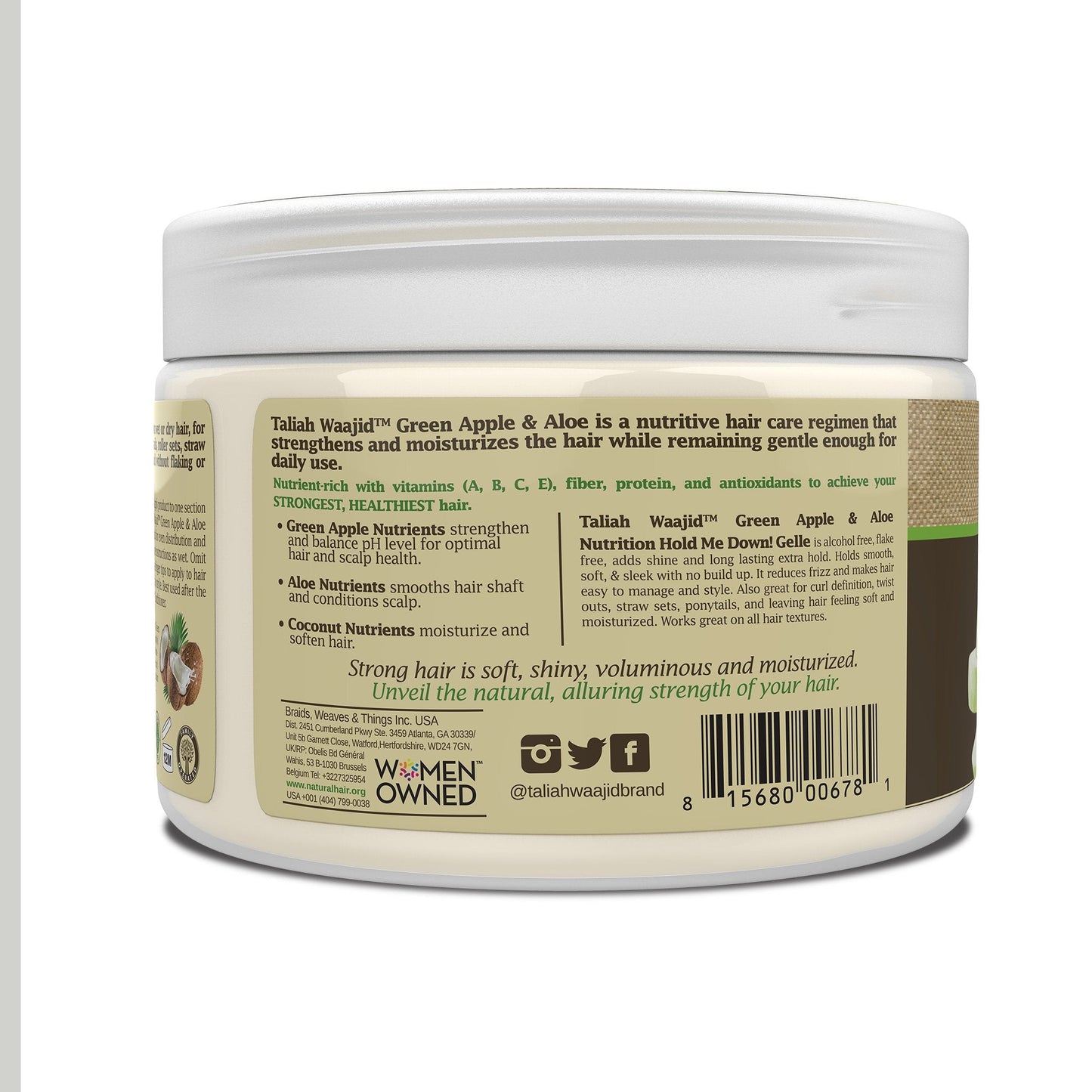 GREEN APPLE & ALOE NUTRITION HOLD ME DOWN GELLE 12 OZ.