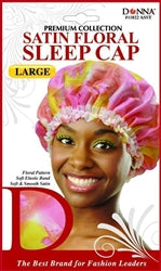 LARGE SATIN FLORAL SLEEP CAP (#11022 ASSORT)