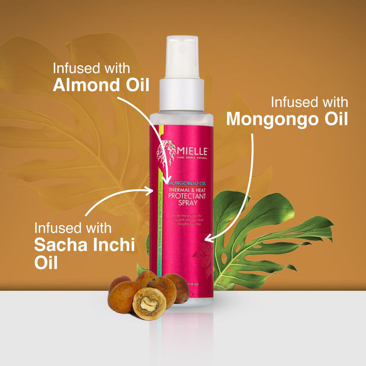 MIELLE MONGONGO OIL THERMAL & HEAT PROTECTANT SPRAY 4 OZ.