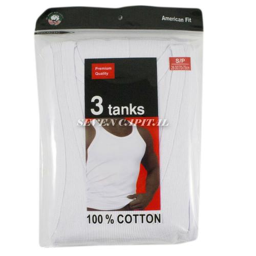 AMERICAN FIT 3 PACK MEN'S 100% COTTON TANK TOP/ WHITE WIFE BEATER