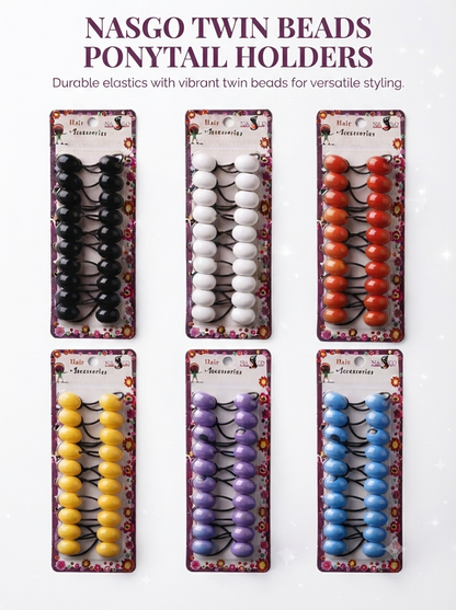 Nasgo Twin Beads Ponytail Holders
