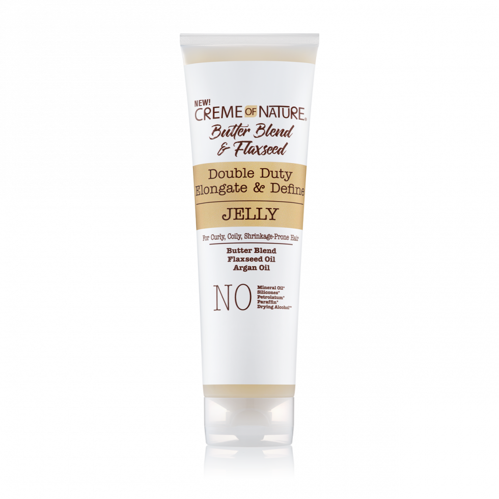 CREME OF NATURE BUTTER BLEND & FLAXSEED DOUBLE DUTY ELONGATE & DEFINE JELLY 8.4 OZ.